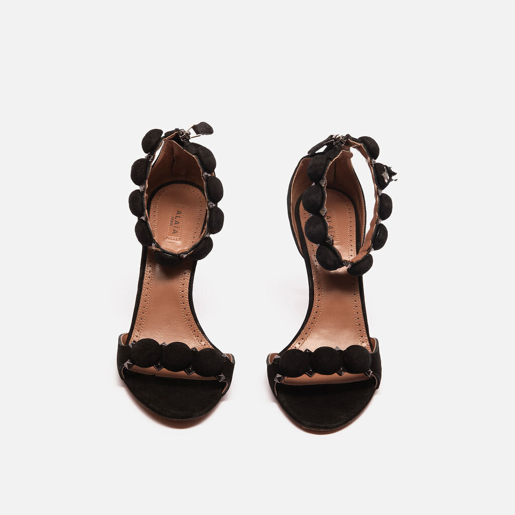 Alaia Black Suede Studded Open Toe Sandals