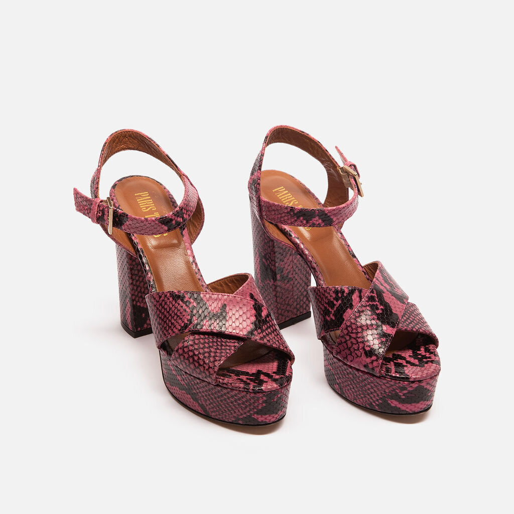 Paris Texas Pink Python Embossed Platform Sandal