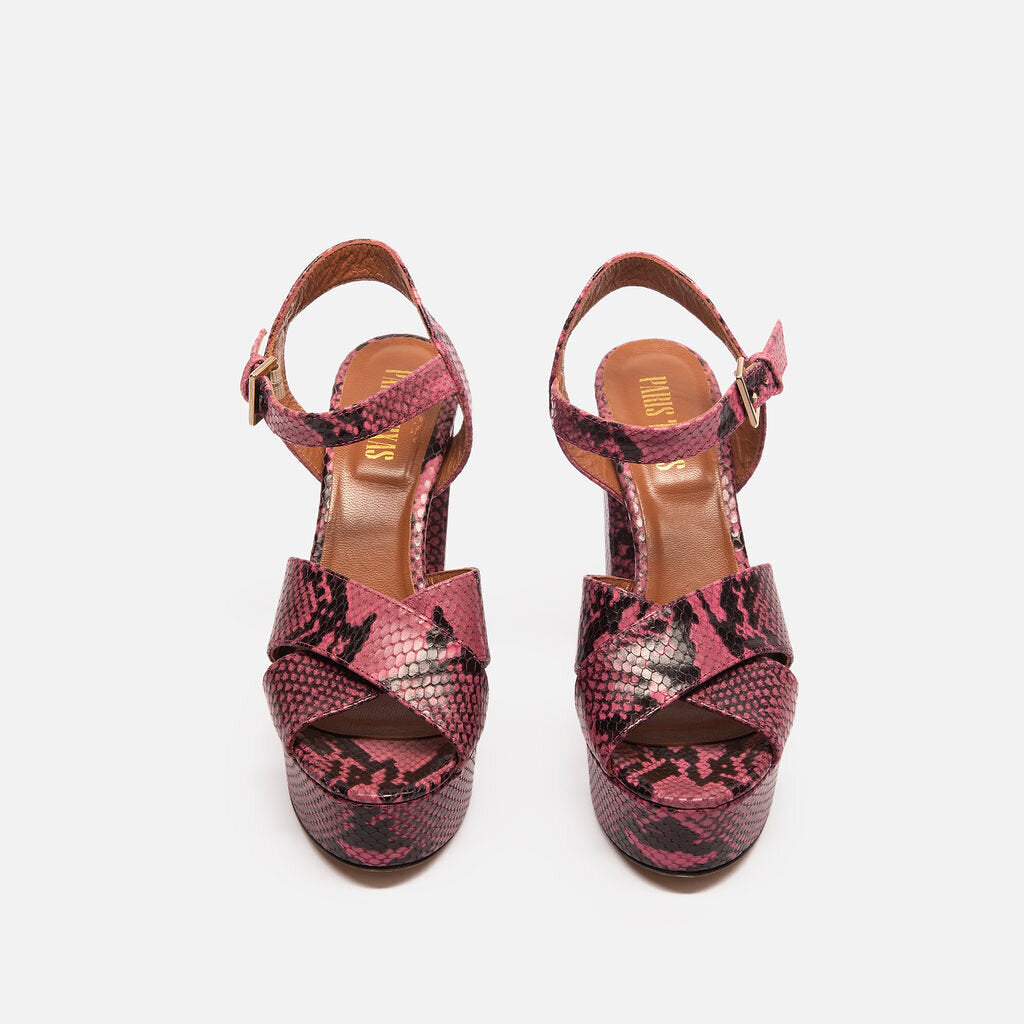 Paris Texas Pink Python Embossed Platform Sandal