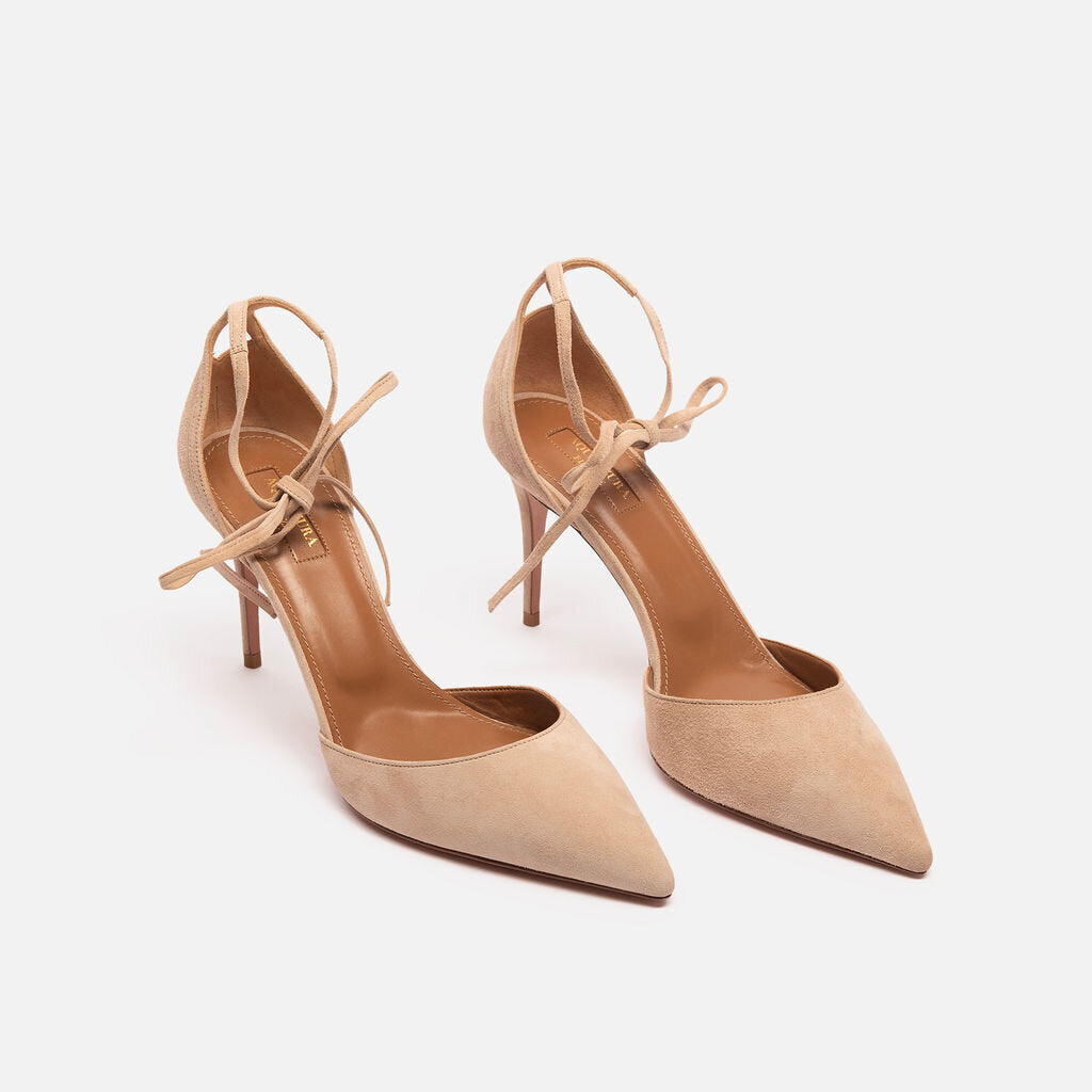 Aquazzura Beige Suede Pointed Heels