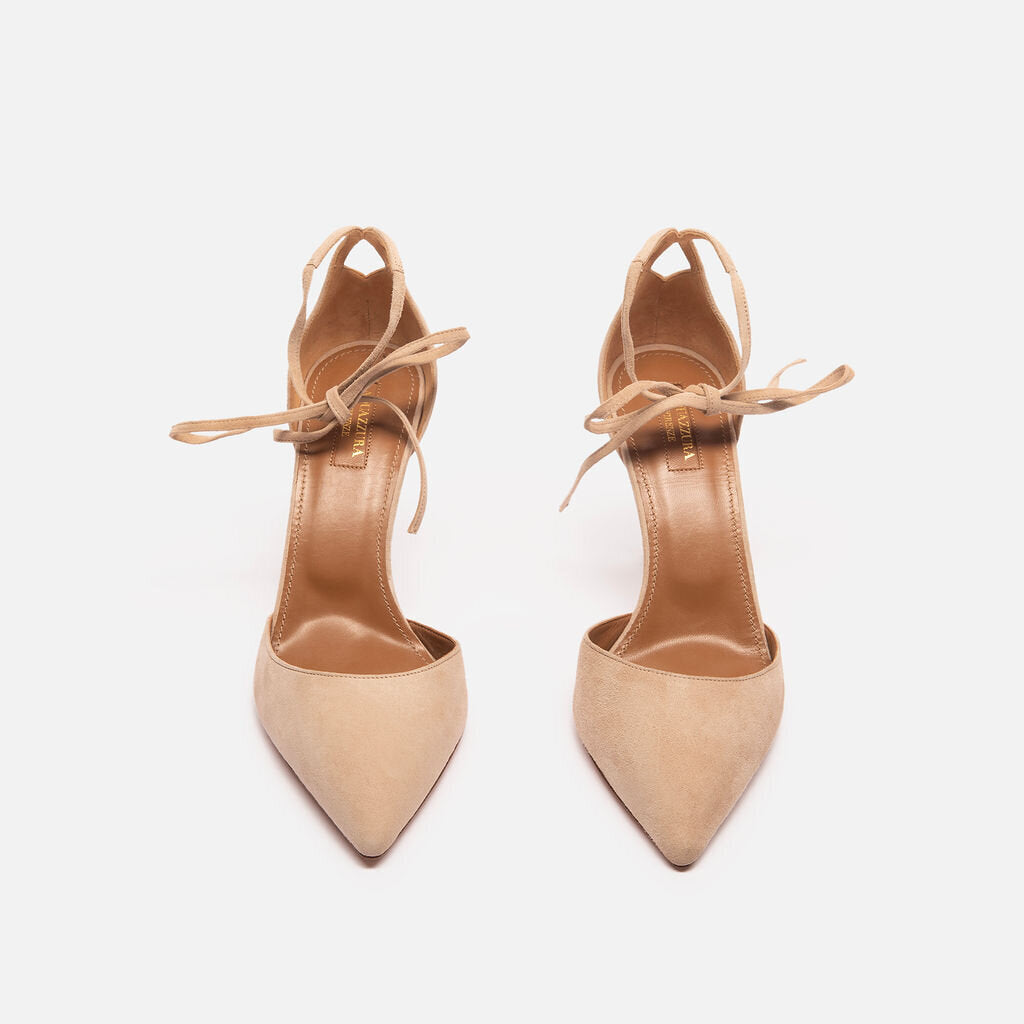Aquazzura Beige Suede Pointed Heels