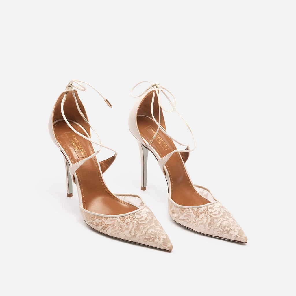 Aquazzura White Lace Pumps