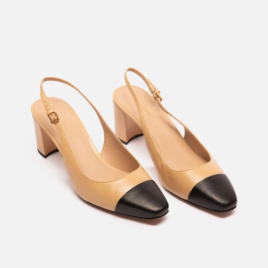 Veronica Beard Black & Tan Slingback Heel
