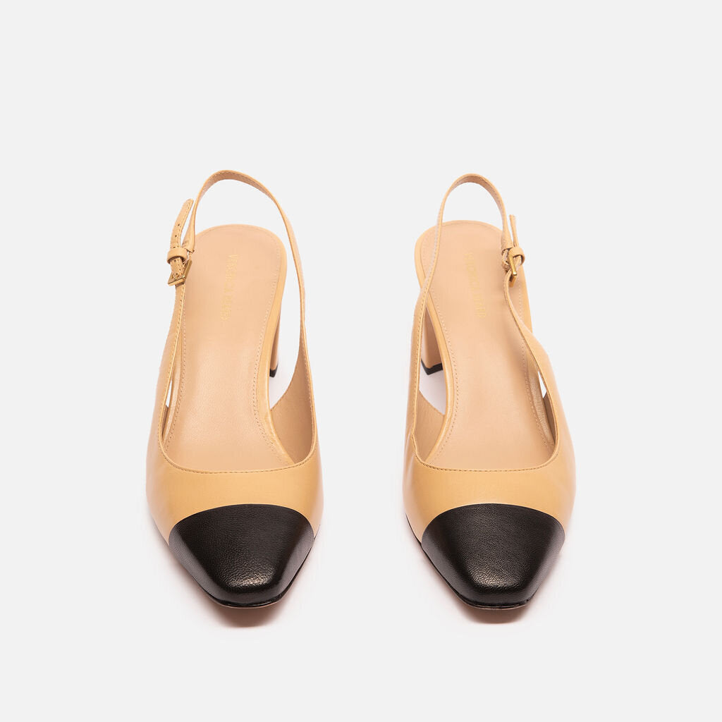 Veronica Beard Black & Tan Slingback Heel