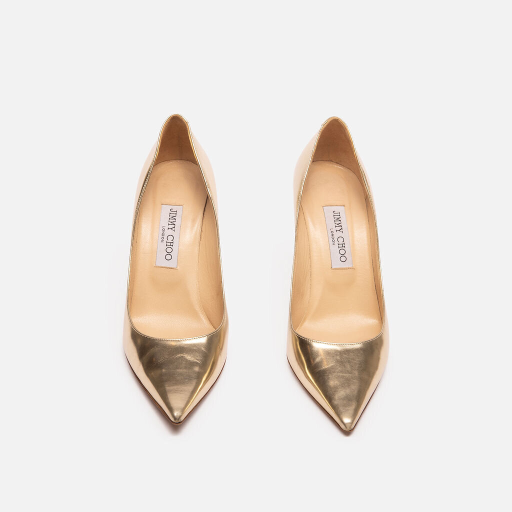 Jimmy Choo Metallic Gold Leather Pumps