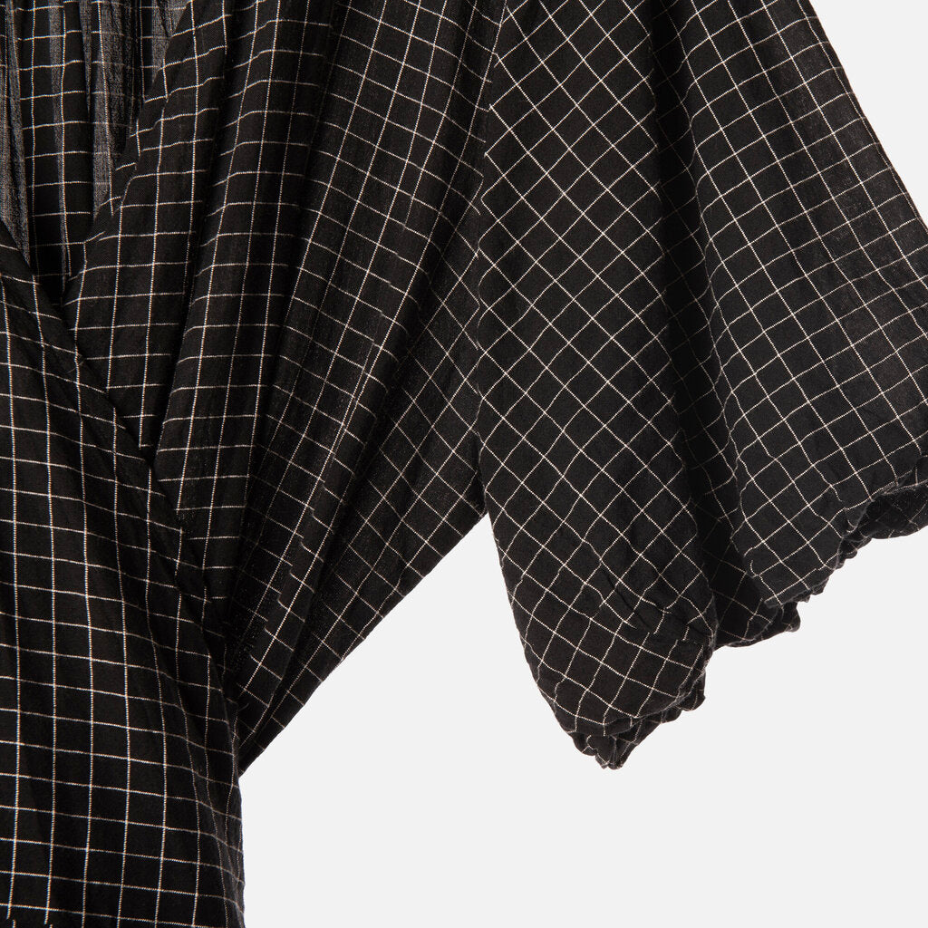 Apiece Apart Black Cotton Grid Print Dress