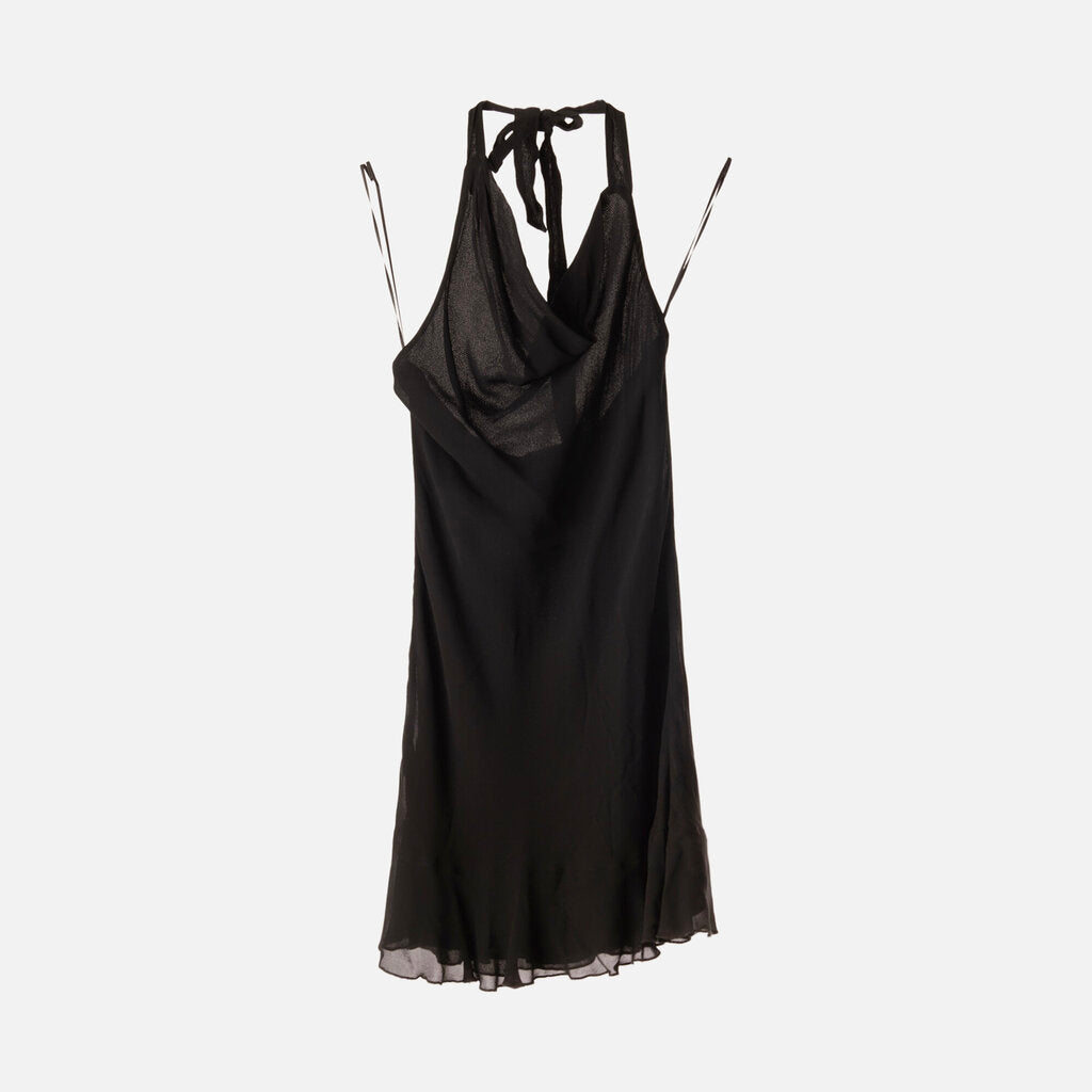Reformation Black Halter Neck Mini Dress