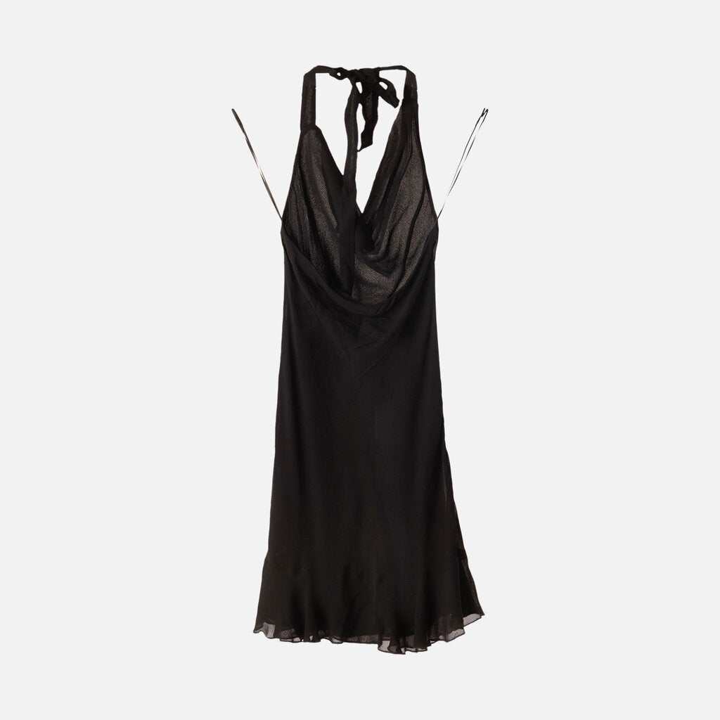Reformation Black Halter Neck Mini Dress