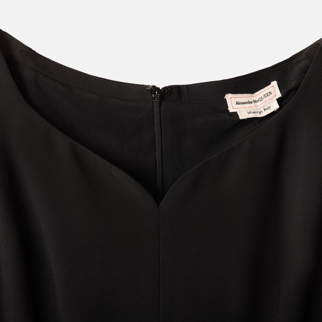 Alexander McQueen Black Viscose Blend Midi Dress (NWT 1480)