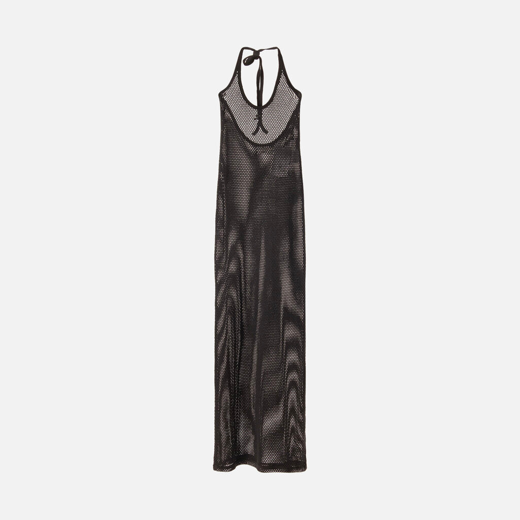 Courreges Black Cotton Mesh Long Dress (NWT 650)
