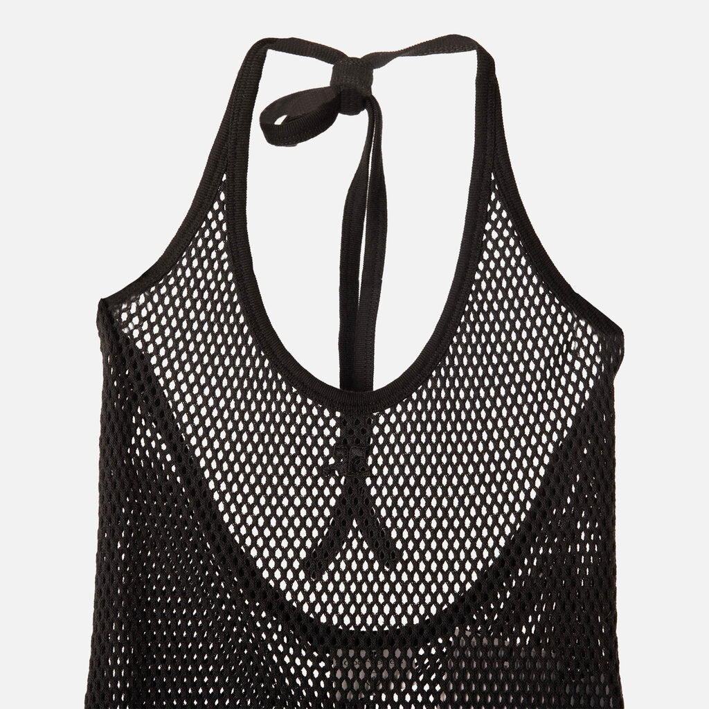 Courreges Black Cotton Mesh Long Dress (NWT 650)