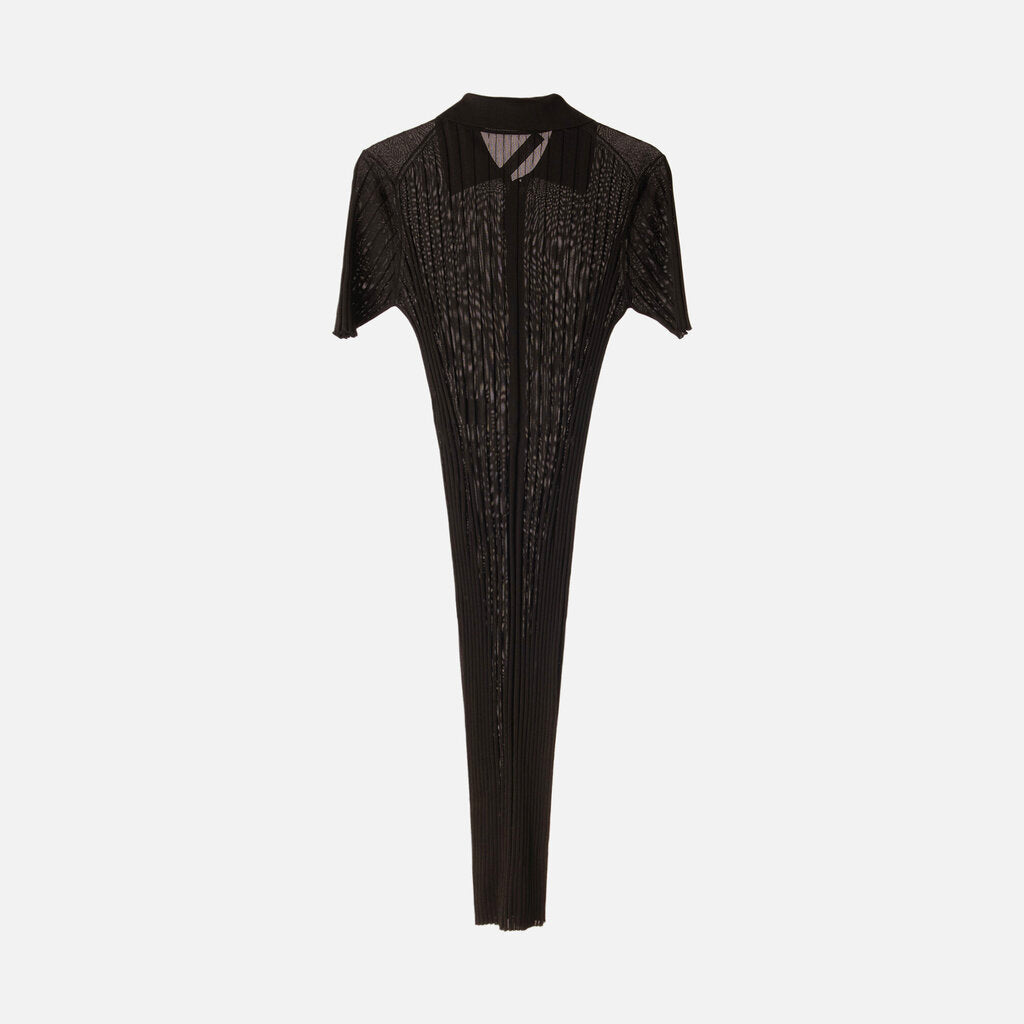 Versace Black Viscose Ribbed Button-Front Dress
