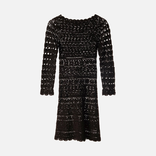 Doen Black Crochet Mini Dress (sample)