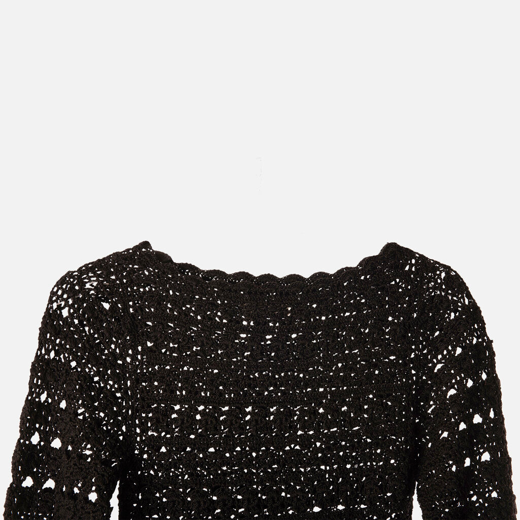 Doen Black Crochet Mini Dress (sample)