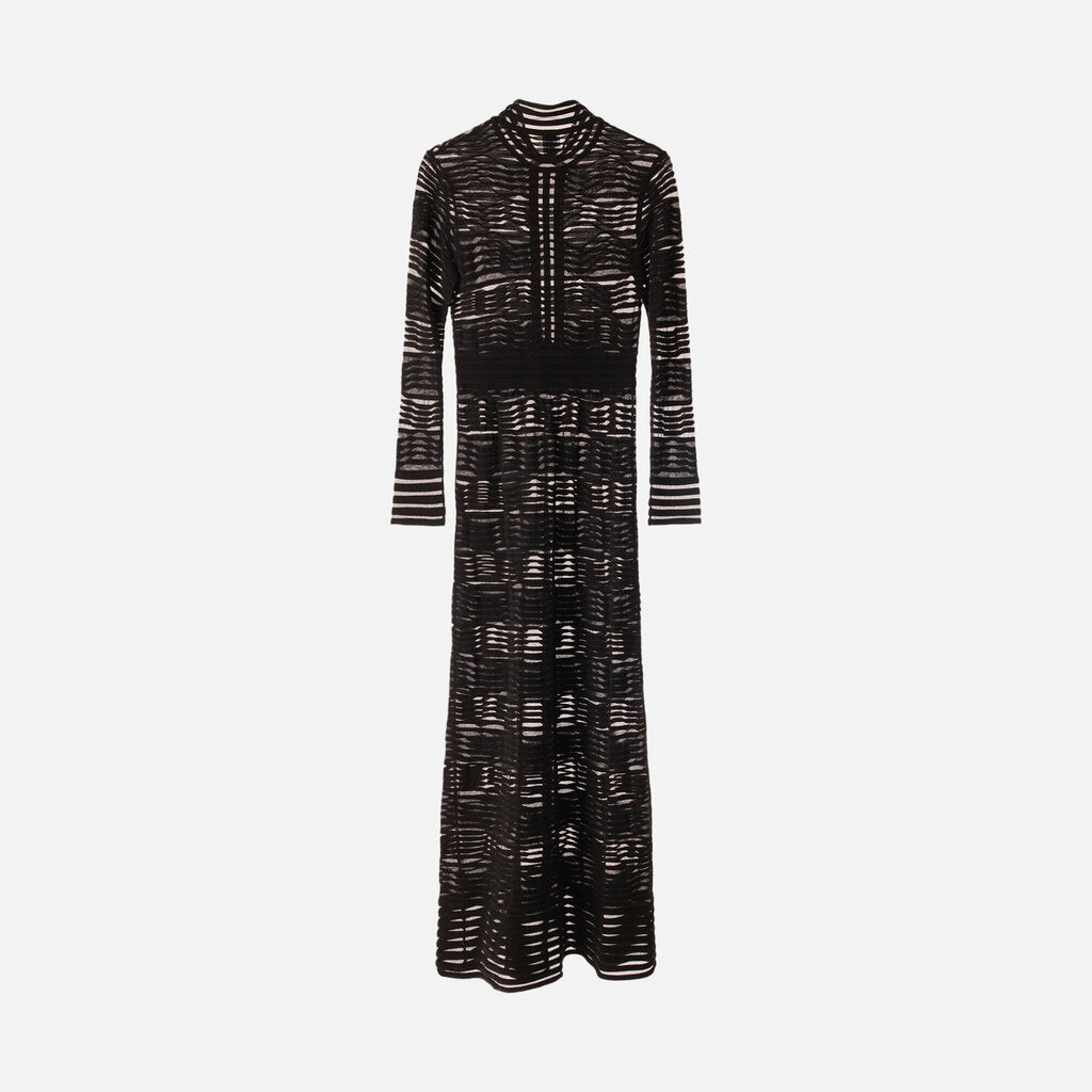 M Missoni Black Pattern Knit Maxi Dress