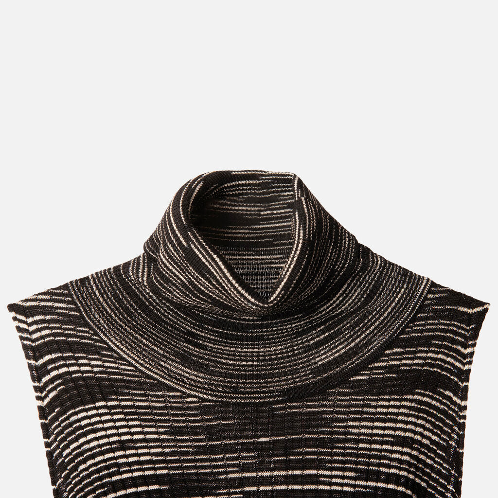 M Missoni Black/White Knit Sleeveless Turtleneck