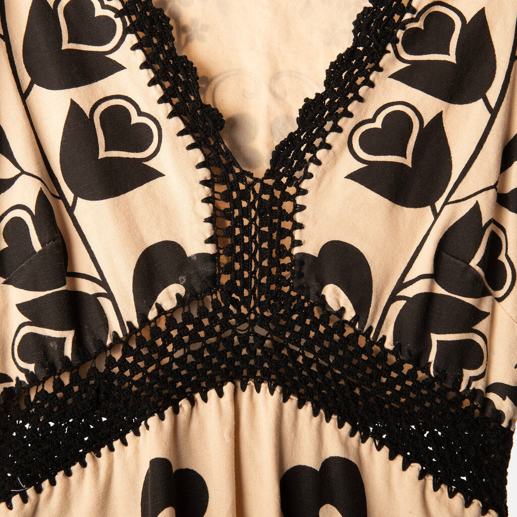 Sea New York Cream & Black Floral Print Cotton Dress