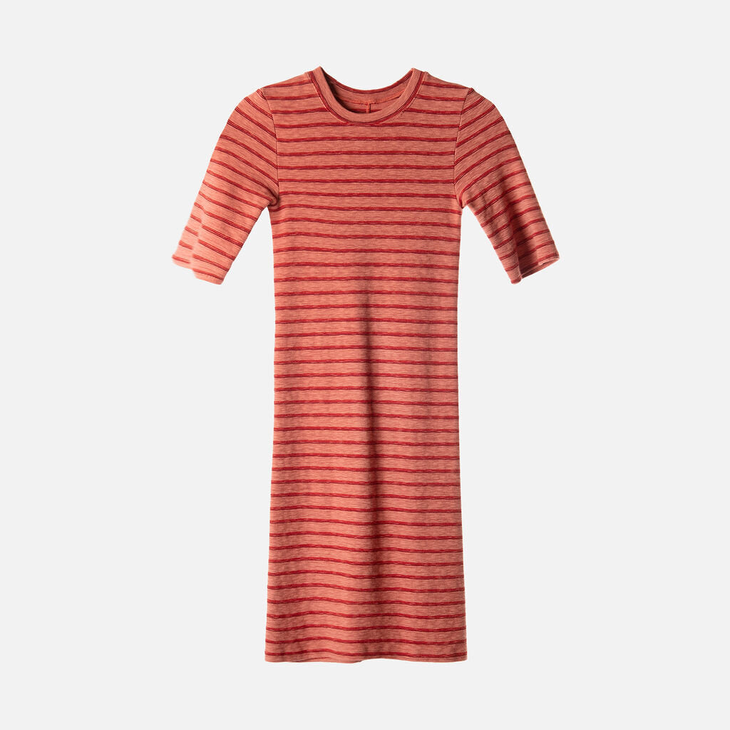 Enza Costa Red Viscose & Cotton Striped Shirt Dress