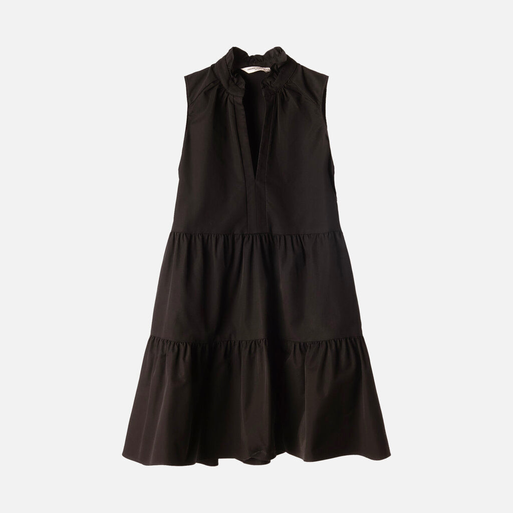 Amanda Uprichard Black Cotton Tiered Mini Dress