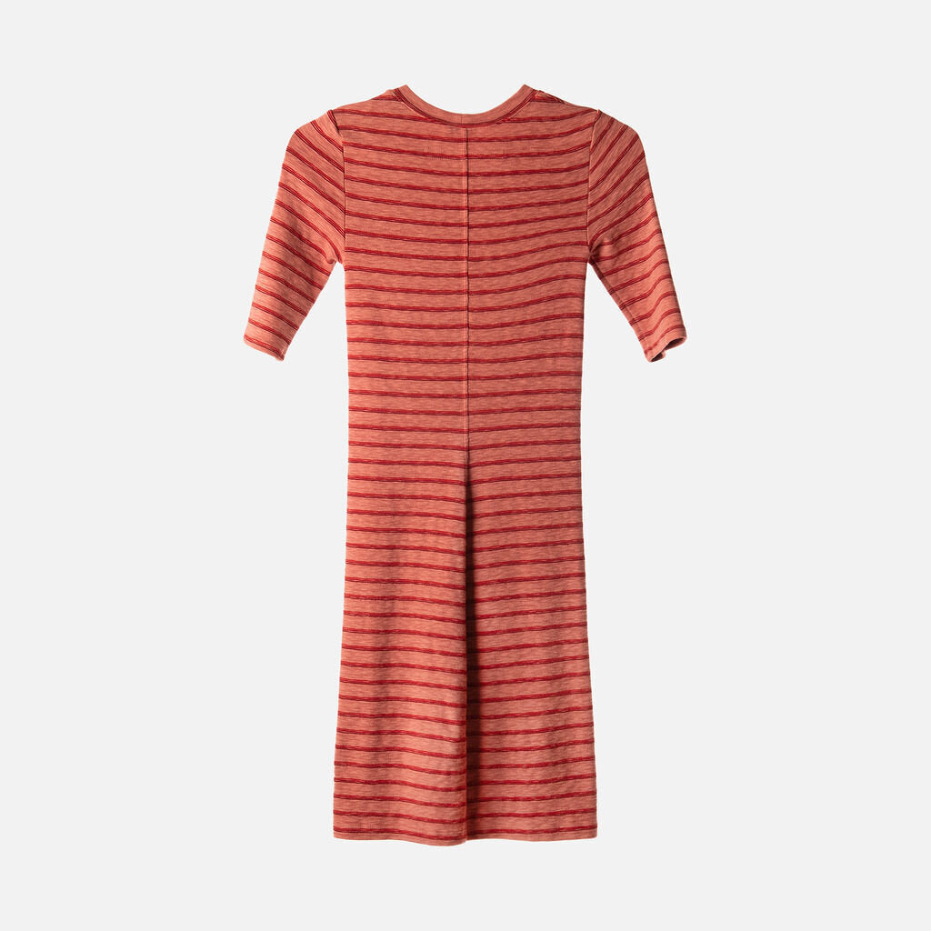 Enza Costa Red Viscose & Cotton Striped Shirt Dress