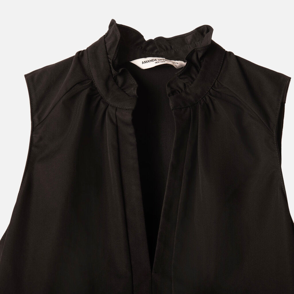 Amanda Uprichard Black Cotton Tiered Mini Dress