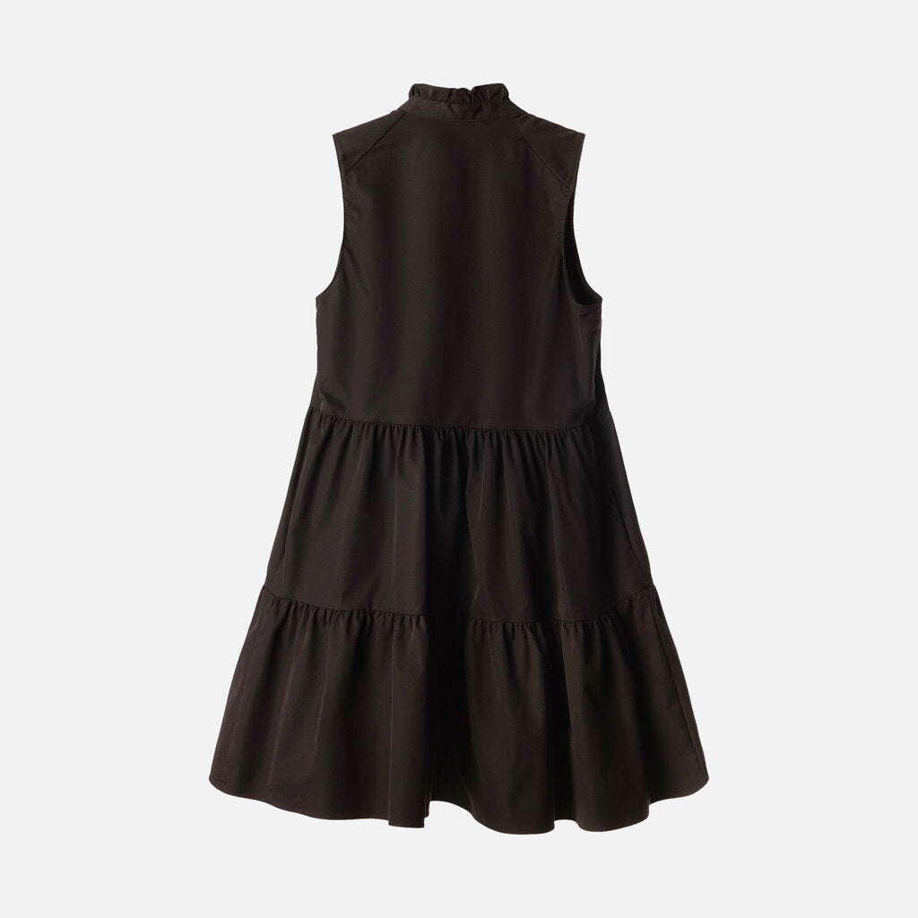 Amanda Uprichard Black Cotton Tiered Mini Dress