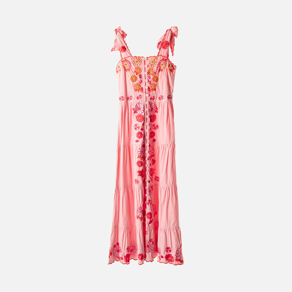 Celia B Pink Floral Cotton Midi Dress