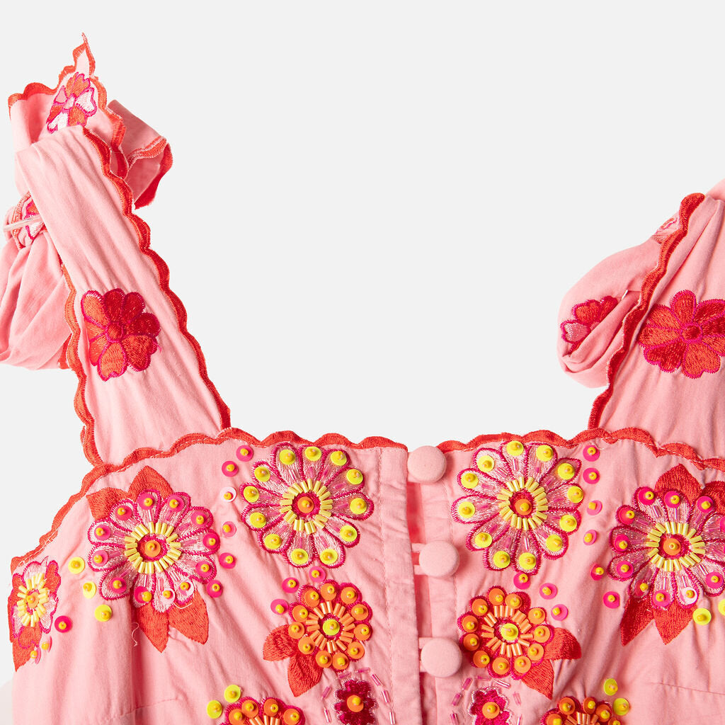 Celia B Pink Floral Cotton Midi Dress