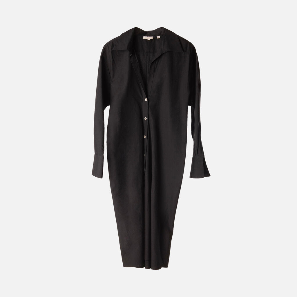 Vince Black Cotton Button Down Dress, S