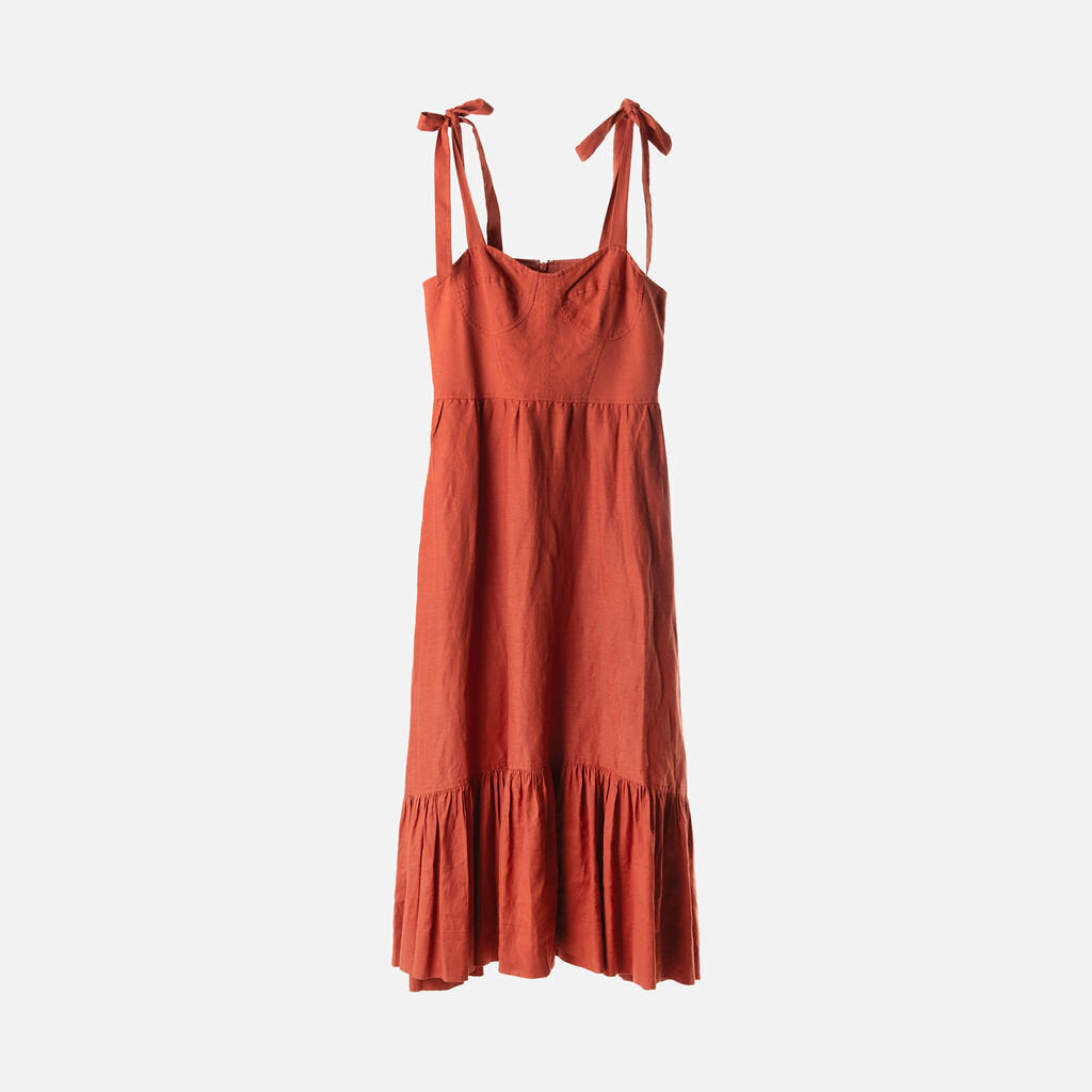 Jonathan Simkhai Orange Linen Maxi Dress