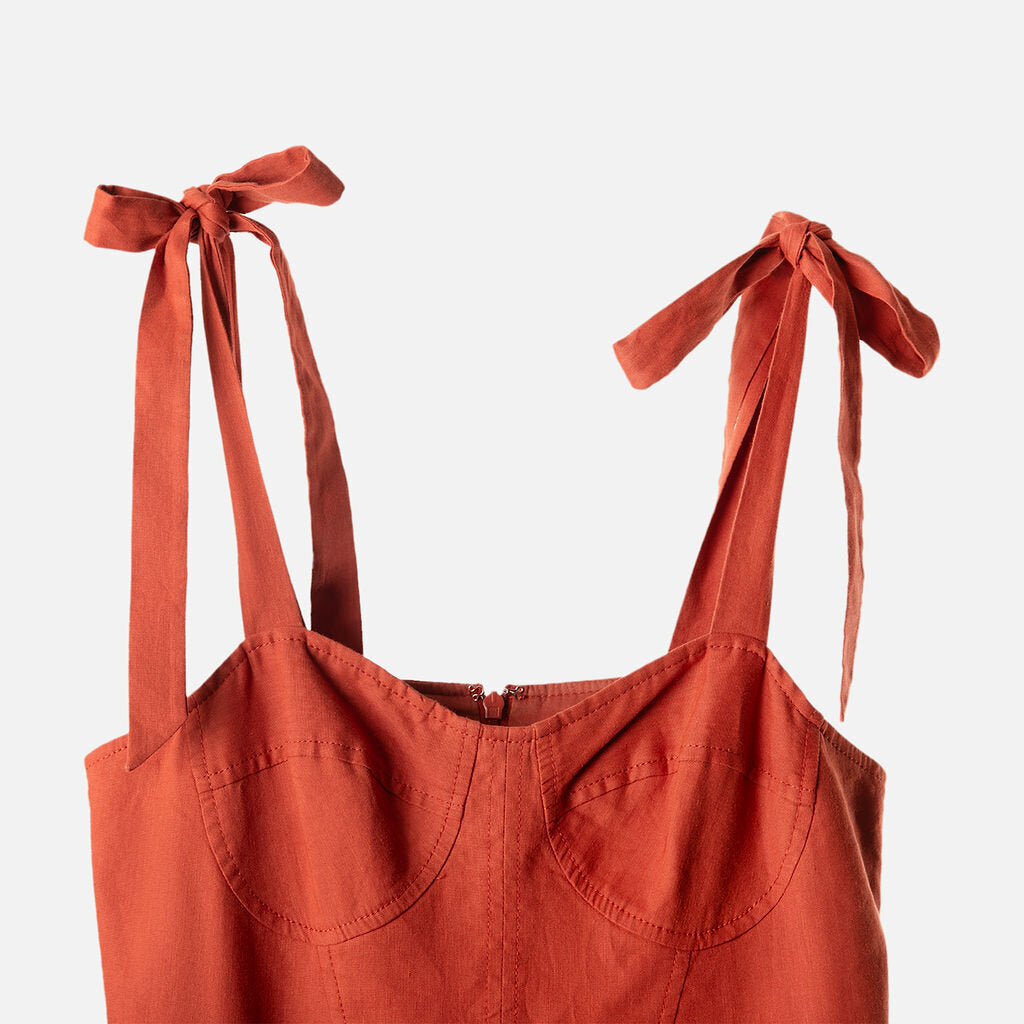 Jonathan Simkhai Orange Linen Maxi Dress