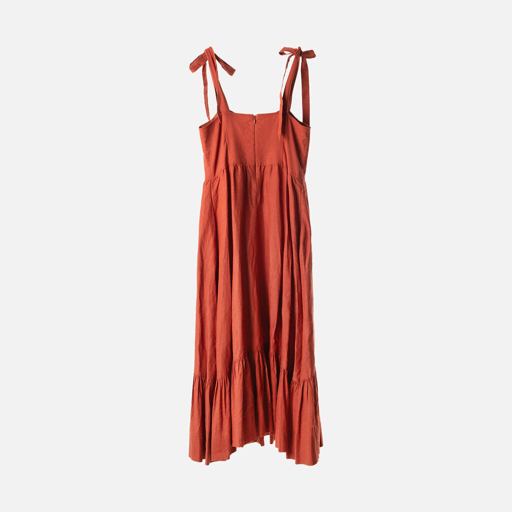 Jonathan Simkhai Orange Linen Maxi Dress