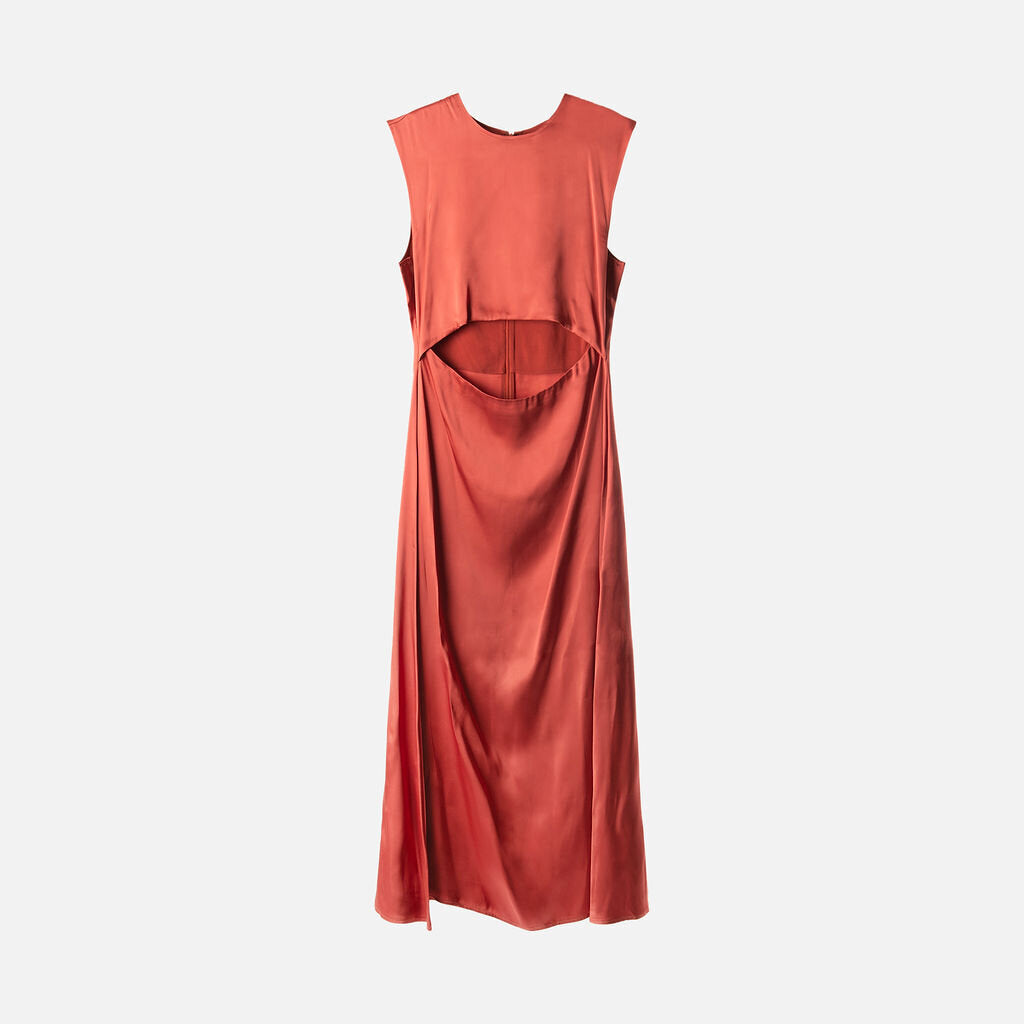 Lou Lou Studio Red Satin Viscose Cut Out Maxi Dress
