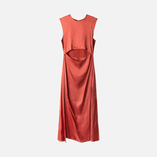 Lou Lou Studio Red Satin Viscose Cut Out Maxi Dress