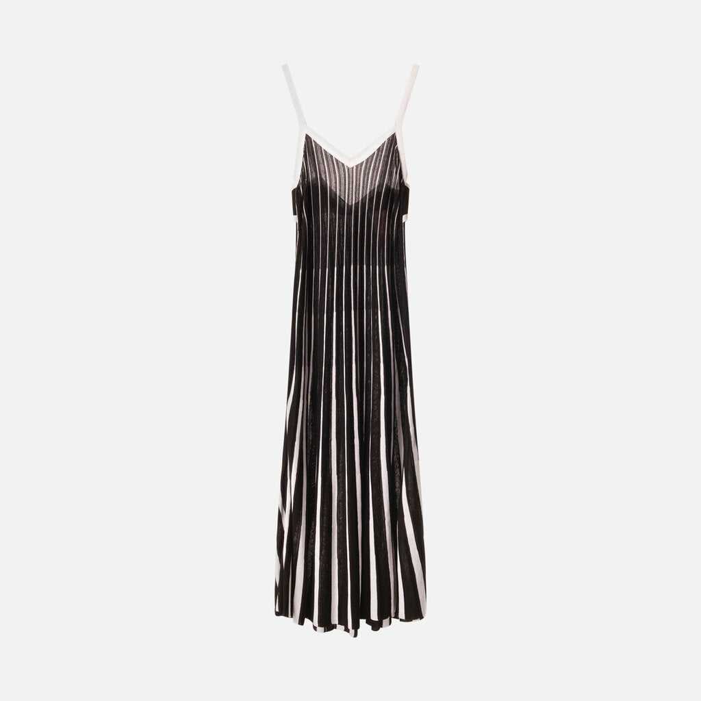 Red Valentino B&W Cotton Knit Midi Dress