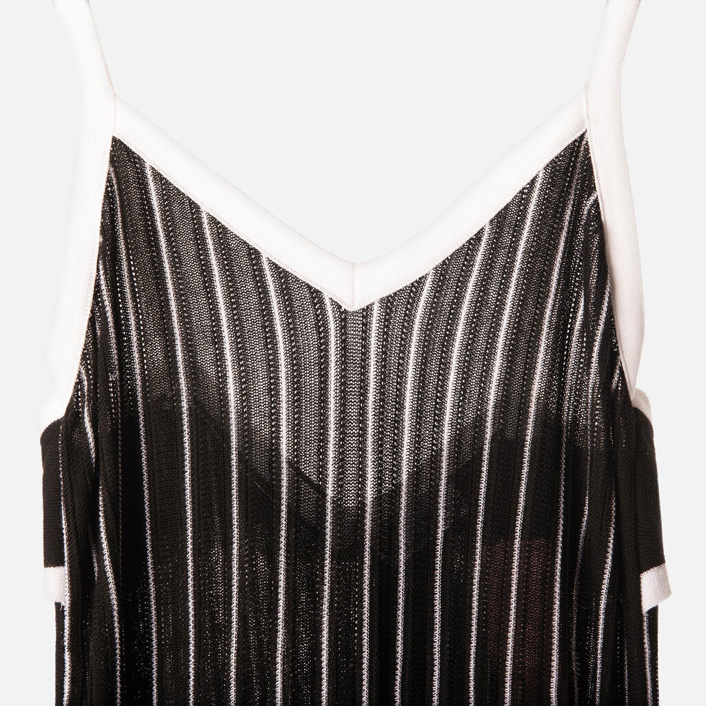Red Valentino B&W Cotton Knit Midi Dress