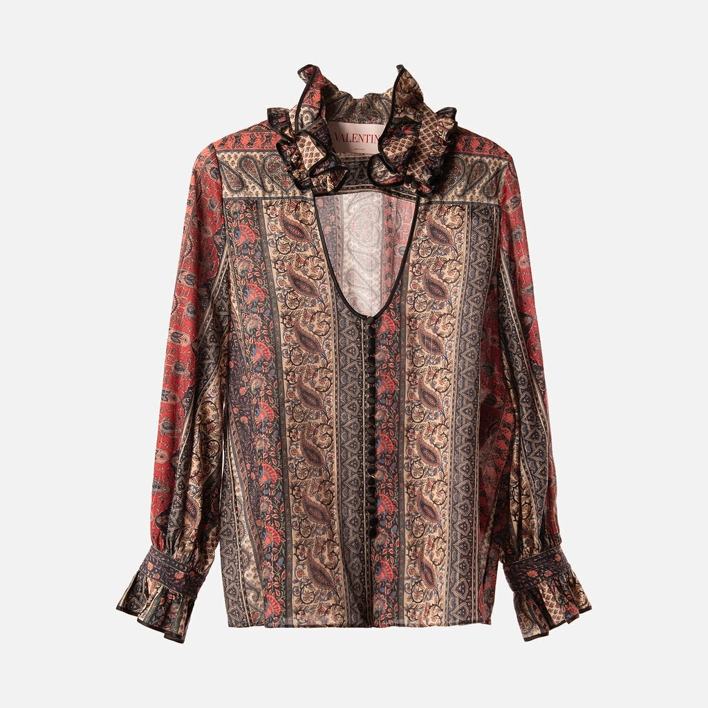 Valentino Multi Paisley Cotton Skirt & Blouse Set (2025)