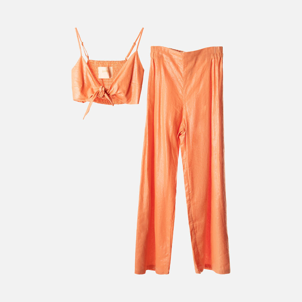 Desierto Orange Metallic Tank & Pant Set