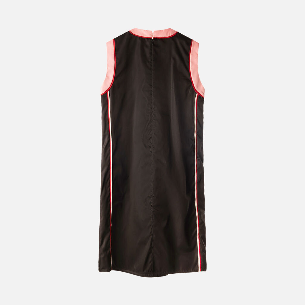 Prada Pink & Black Nylon Logo Midi Dress