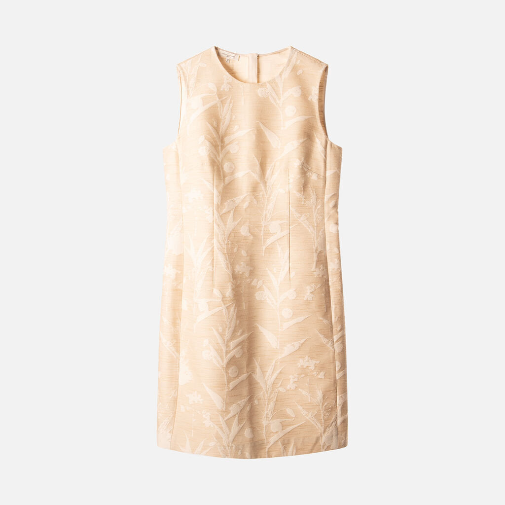 Lafayette 148 Beige & White Floral Cotton & Silk Midi Dress