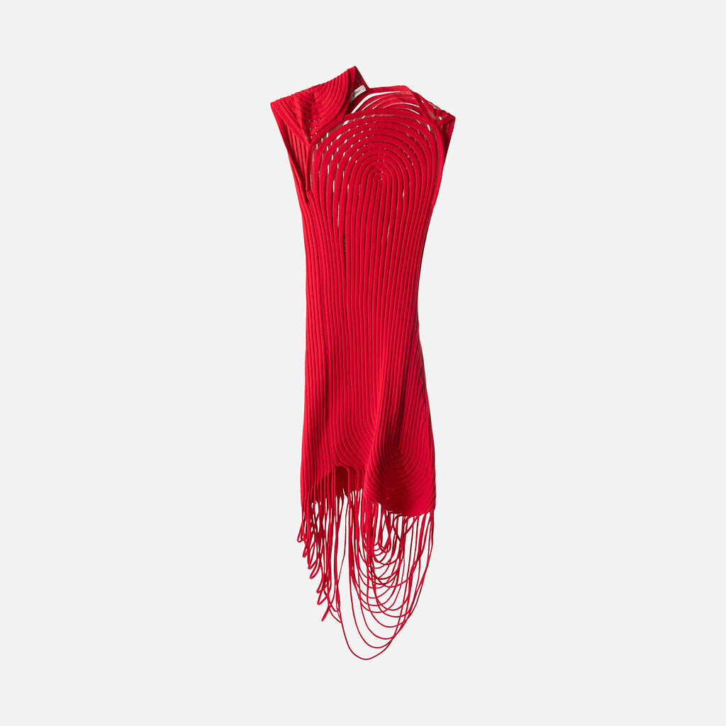 Ferragamo Red Sculpted Rib Mini Dress