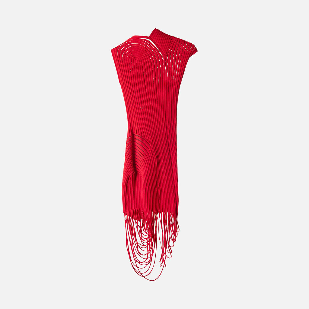 Ferragamo Red Sculpted Rib Mini Dress