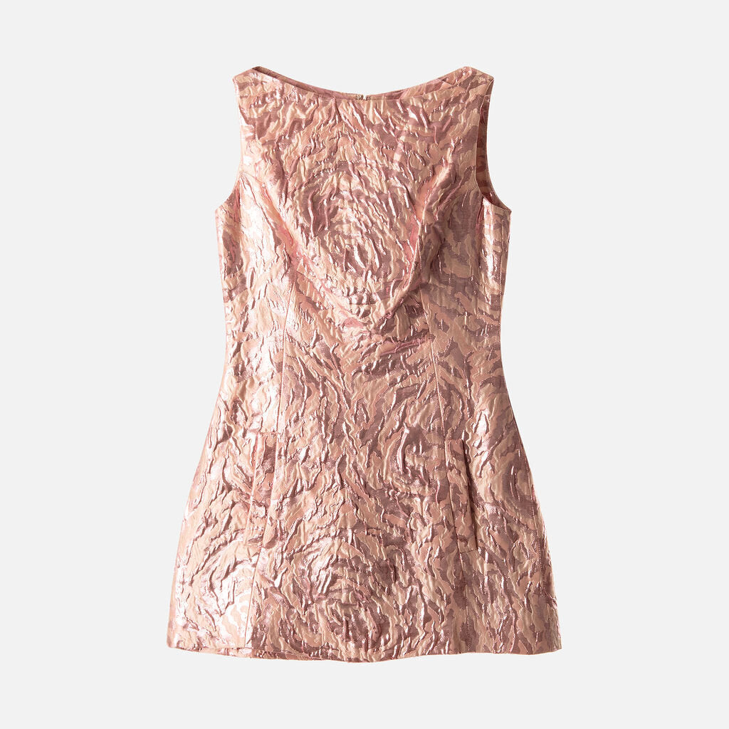 Balenciaga Pink Metallic Acetate & Silk Mini Dress