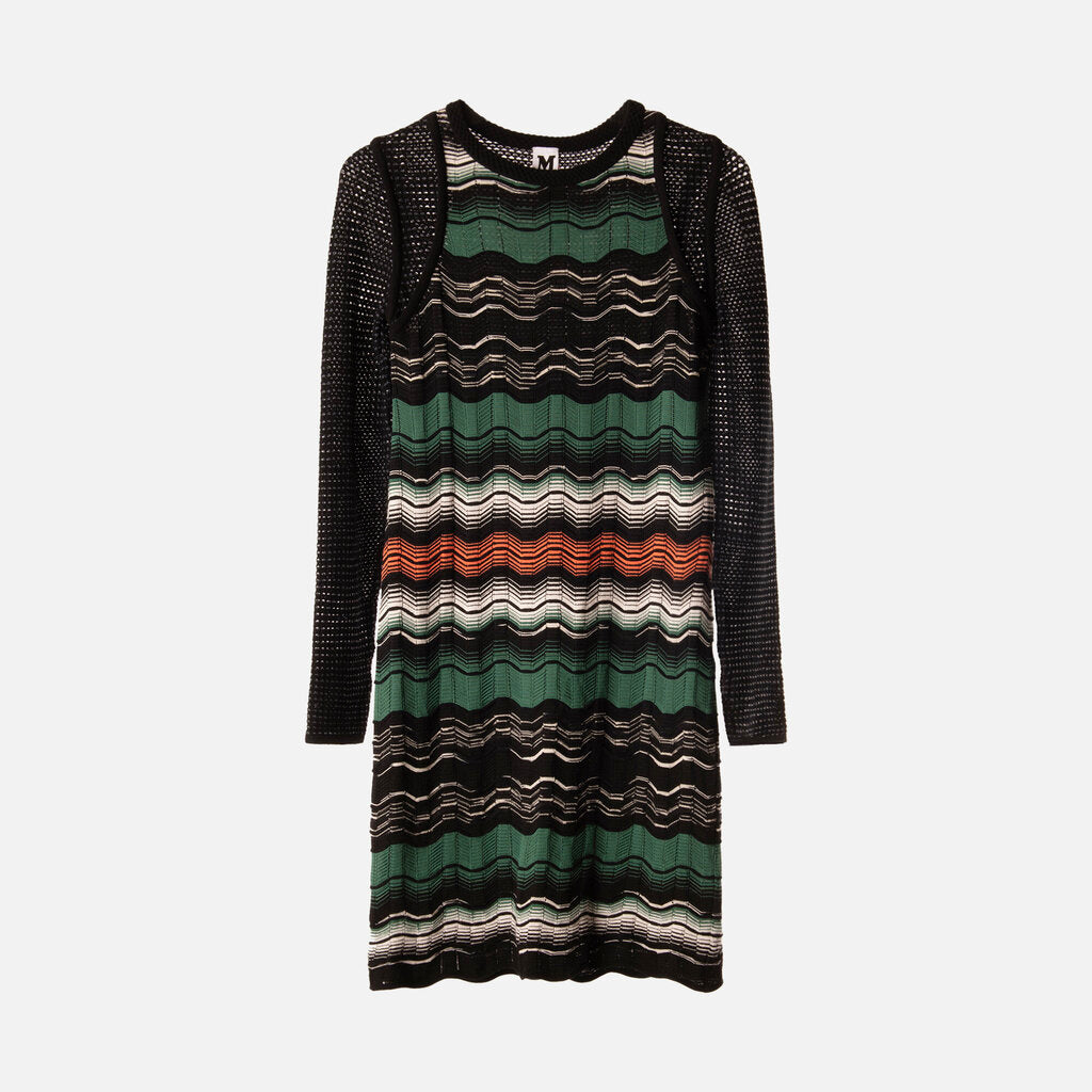 M Missoni Green Wave Knit Dress
