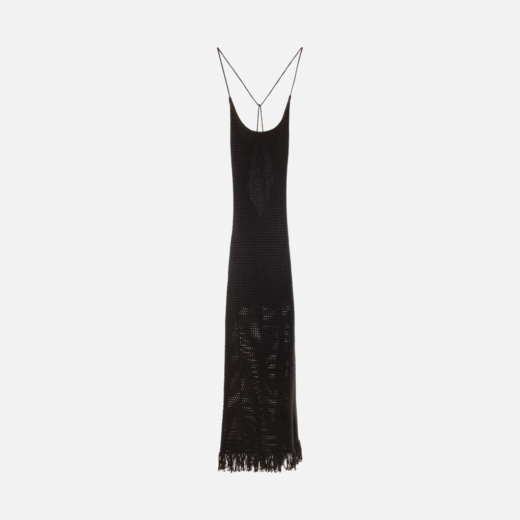 Reformation Black Cotton Crochet Dress