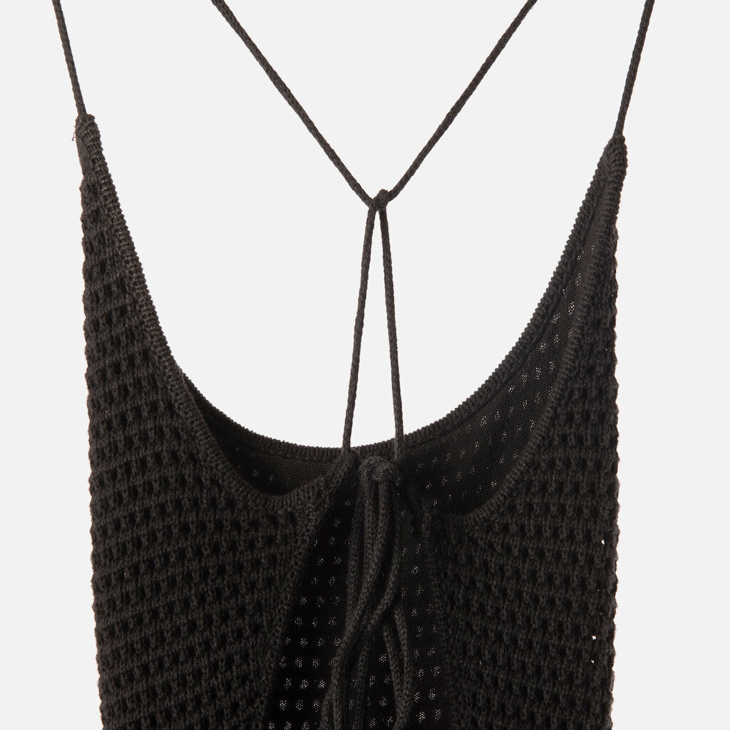 Reformation Black Cotton Crochet Dress