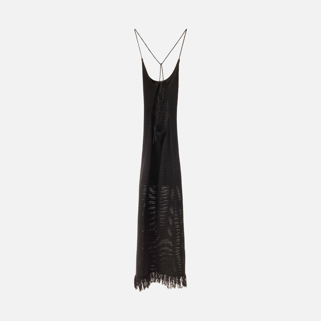 Reformation Black Cotton Crochet Dress
