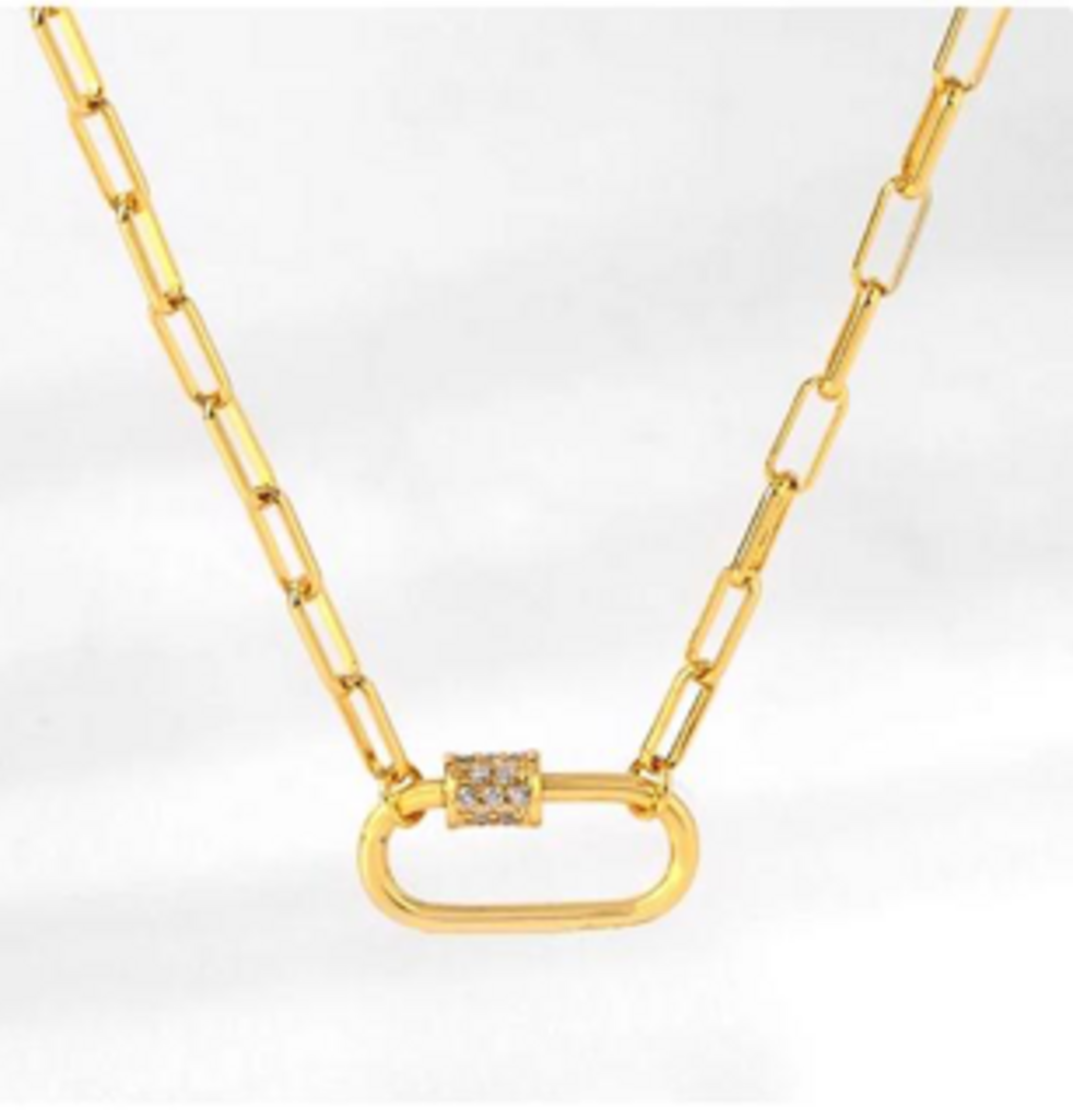 PAPERCLIP CARABINER NECKLACE YG