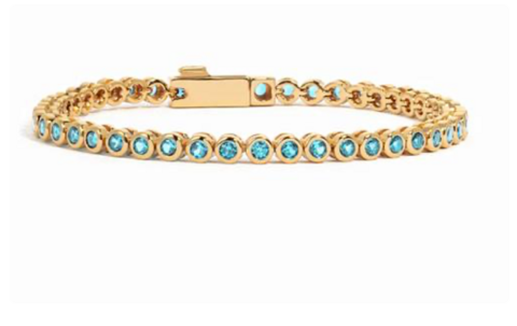 AQUAMARINE BEZEL TENNIS Bracelet YG 7'
