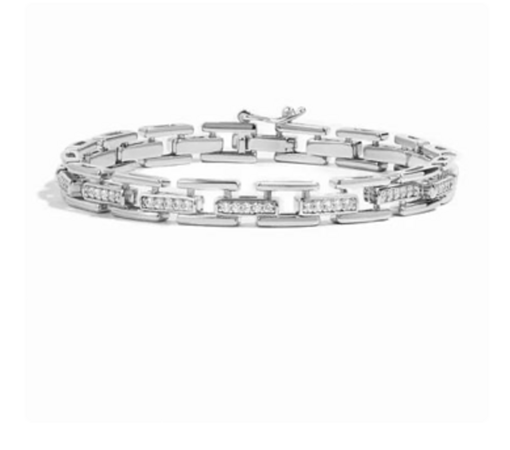 CZ LINK BRACELET WG 6.75'